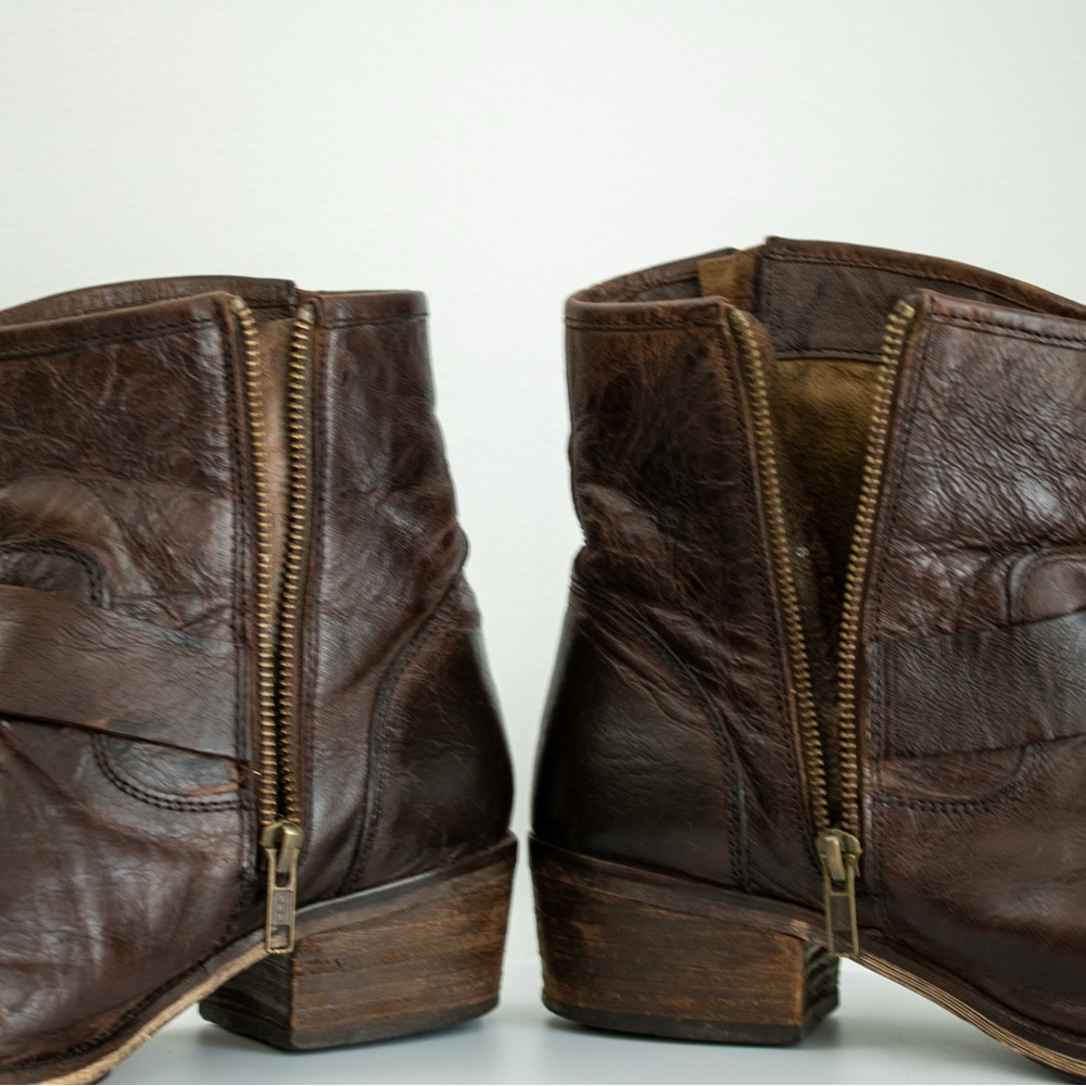 Seychelles Weekenders Brown Leather Ankle Side Zip Boots Women’s Booties Size 8 - Picture 7 of 13